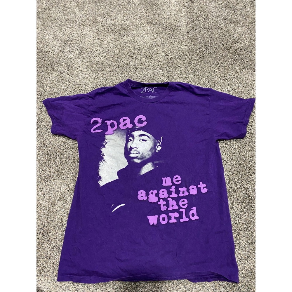 2Pac Me Against The World Graphic T-Shirt Purple Mens Large Hip Hop Rap Tee